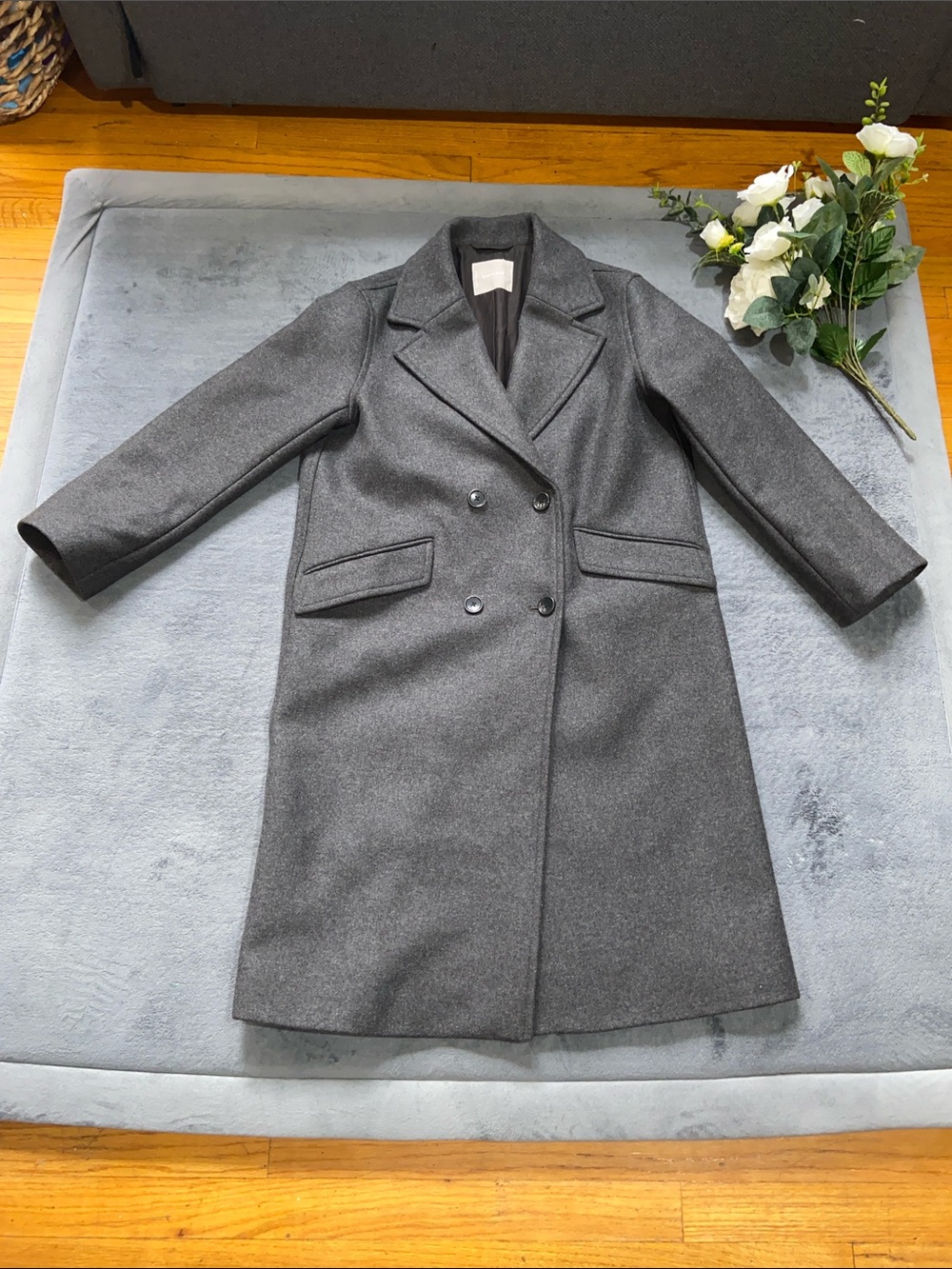 EVERLANE The Perfect Rewool Double-Breasted Women's Wool-Blend Coat Size 6